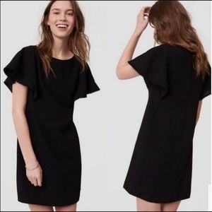 Ann Taylor LOFT Black Flutter Sleeve Dress